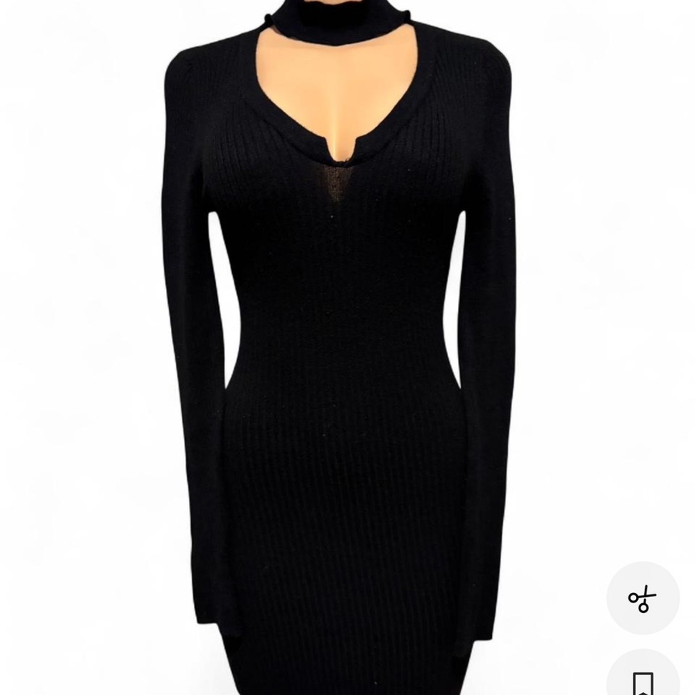 Derek Heart Black Ribbed Long Sleeve Bodycon Mini Dress